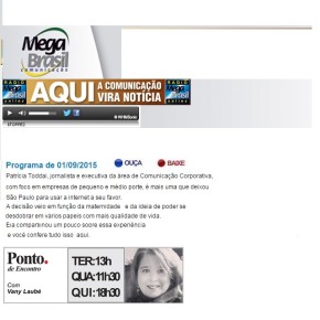 Fundadora da ToddaiCOM concede entrevista na Rádio Mega Brasil