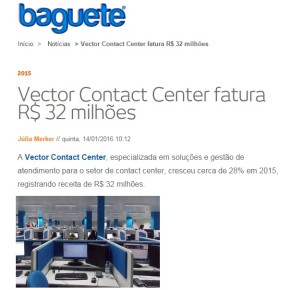 Resultados Financeiros da Vector é destaque do Portal Baguete