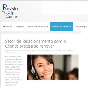 Revista do Call Center: Setor de Relacionamento com o Cliente precisa se renovar